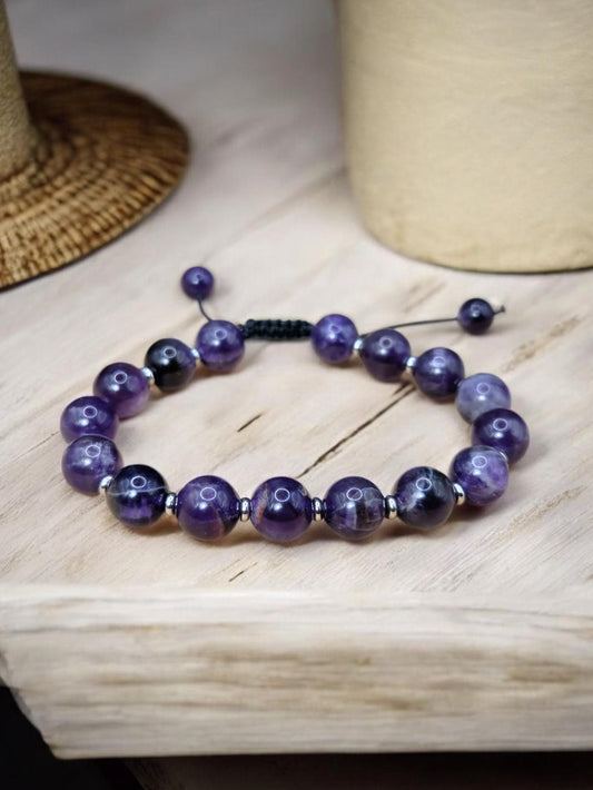 Bracelet réglable Améthyste 10mm