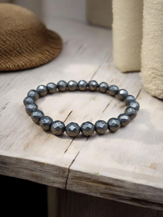 Bracelet Pyrite facetté 8mm