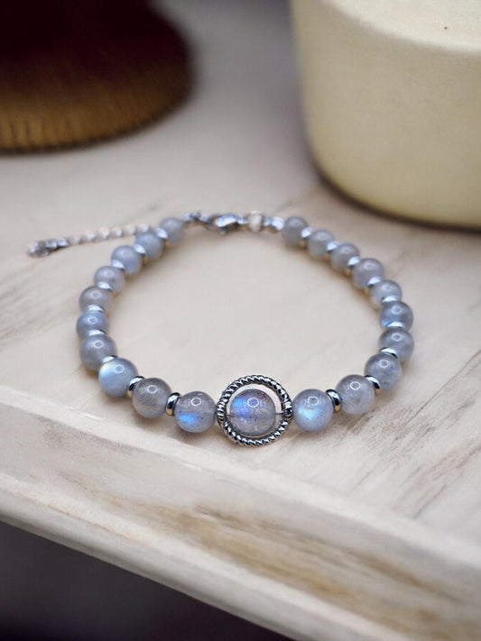 Bracelet Labradorite 6mm réglable