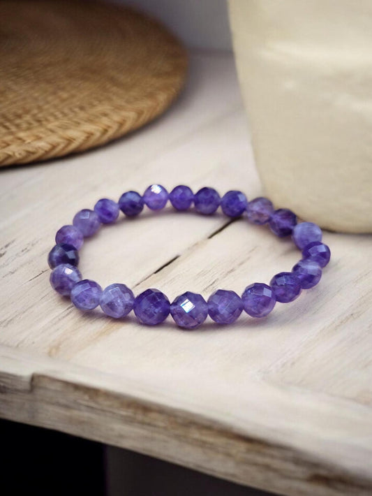 Bracelet Améthyste 8mm facettée
