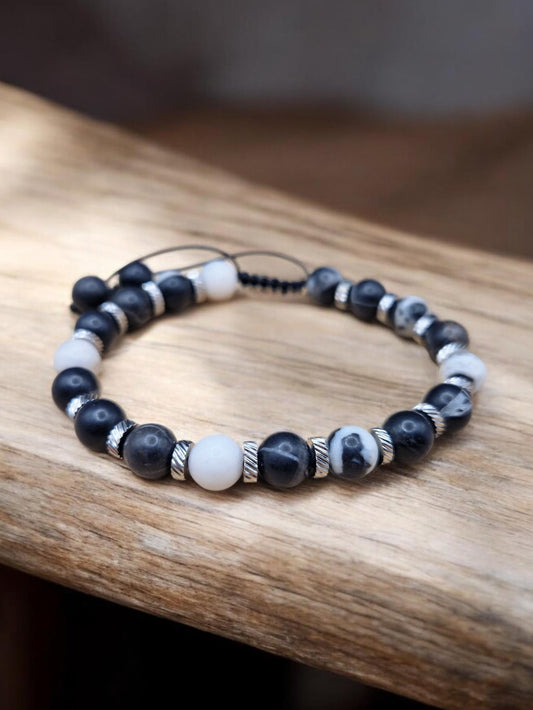 Bracelet réglable Jaspe Zèbre 8mm