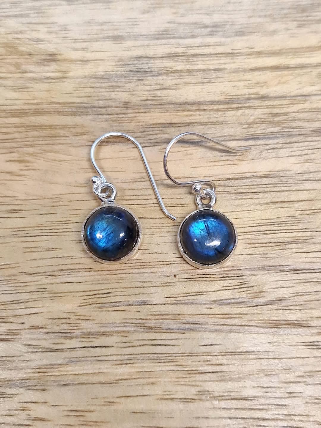 Boucles d'oreilles Labradorite sertie argent