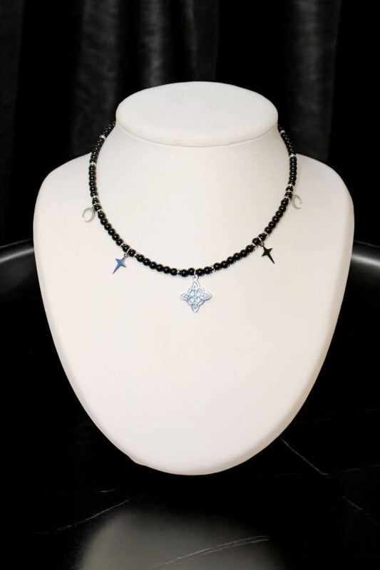Collier Obsidienne noire & charms