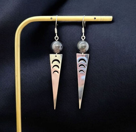 Boucles d'oreilles obsidienne œil celeste