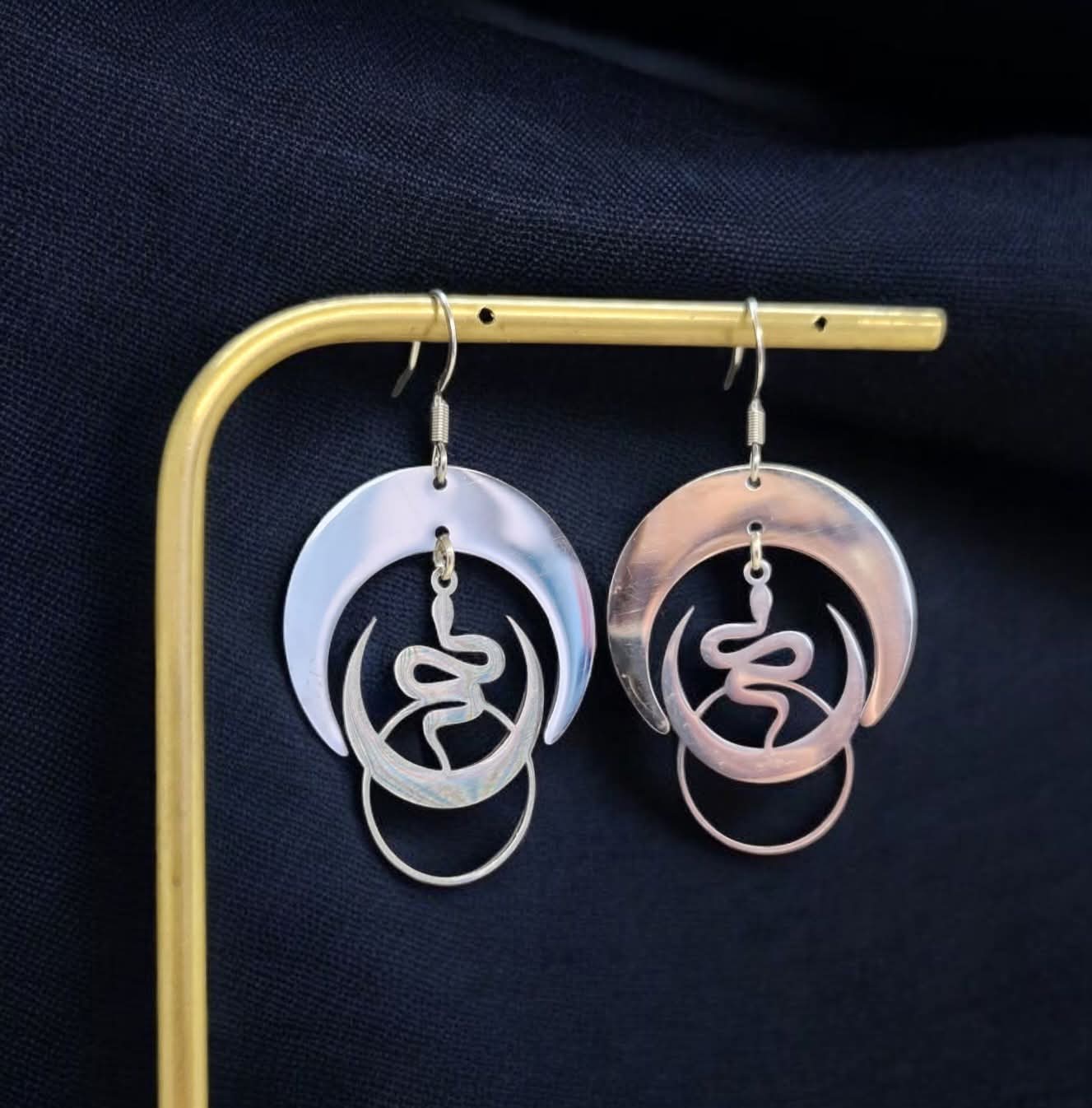Boucles d'oreilles Serpent de lune