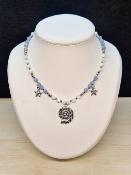 Collier Nacre et Angelite