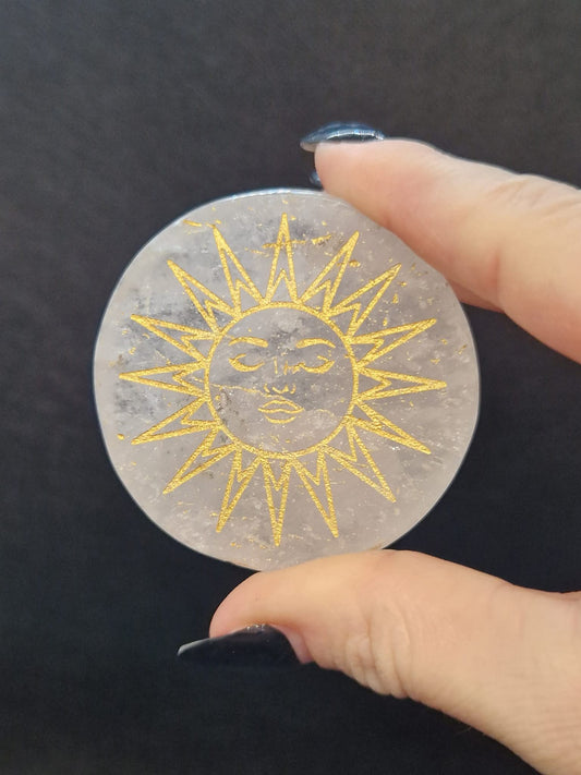 Disque Quartz gravé Soleil