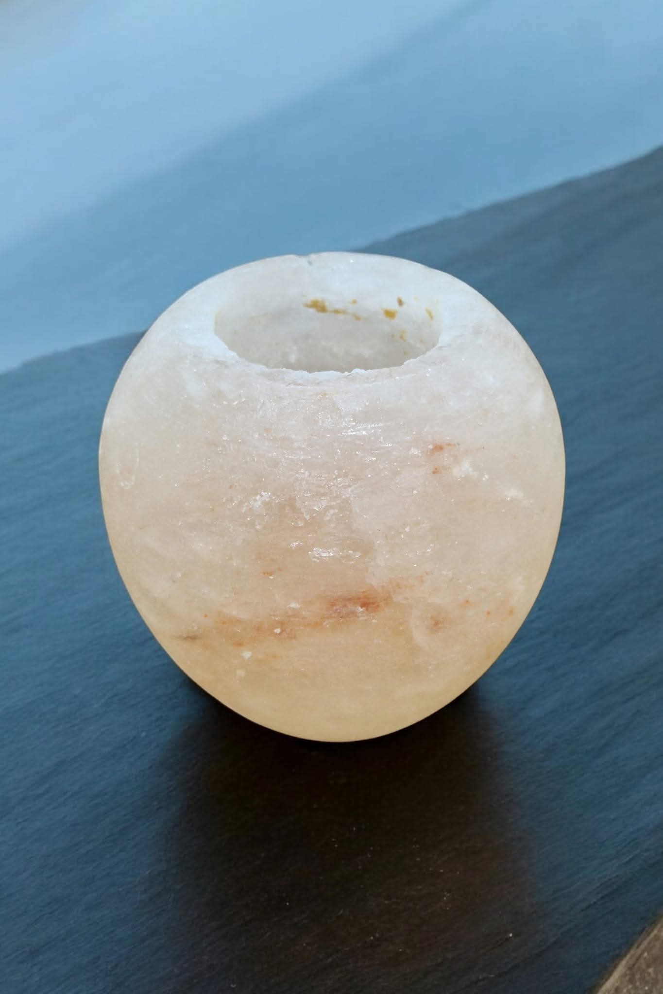 Bougeoir rond en sel rose