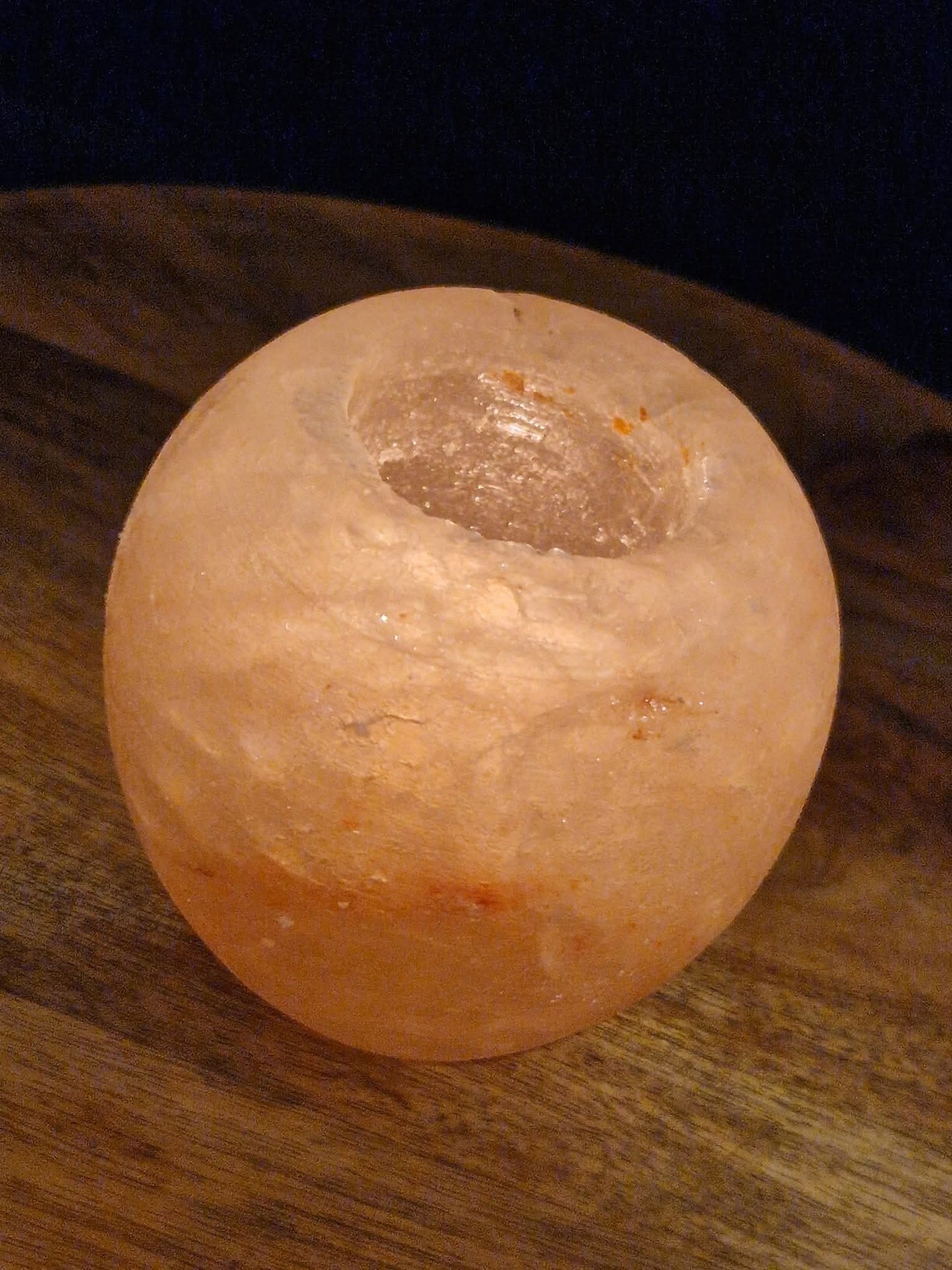 Bougeoir rond en sel rose