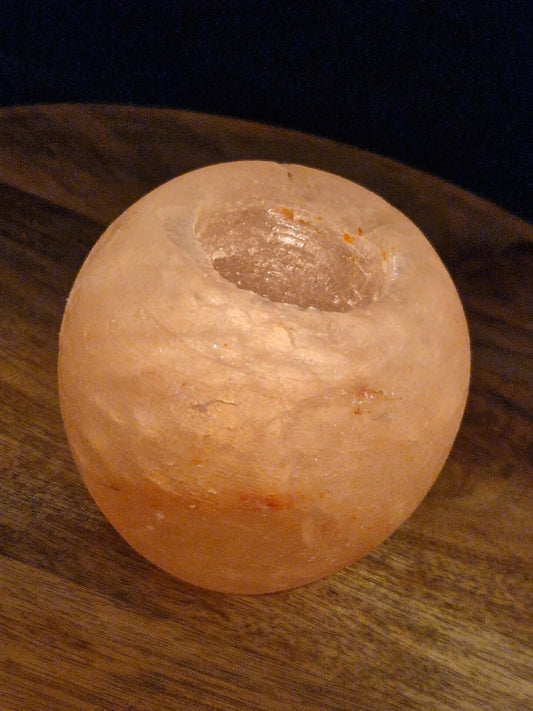 Bougeoir rond en sel rose