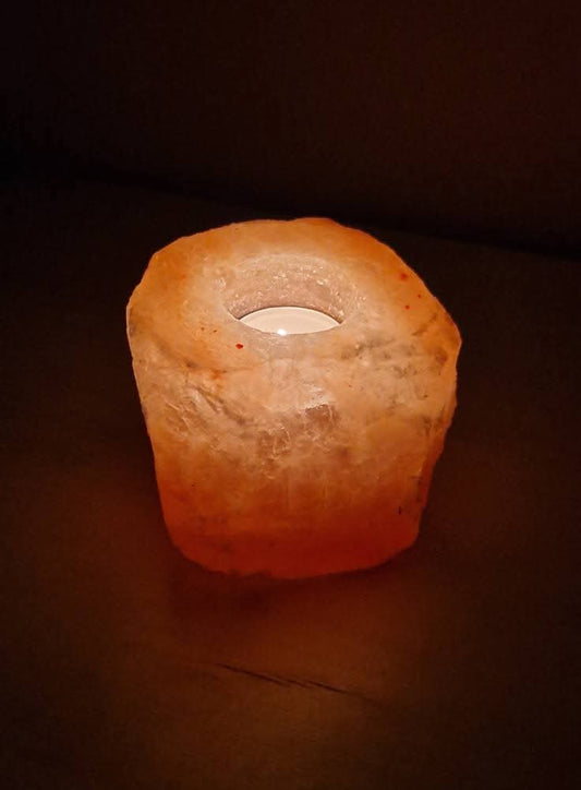Bougeoir bloc brut en sel rose