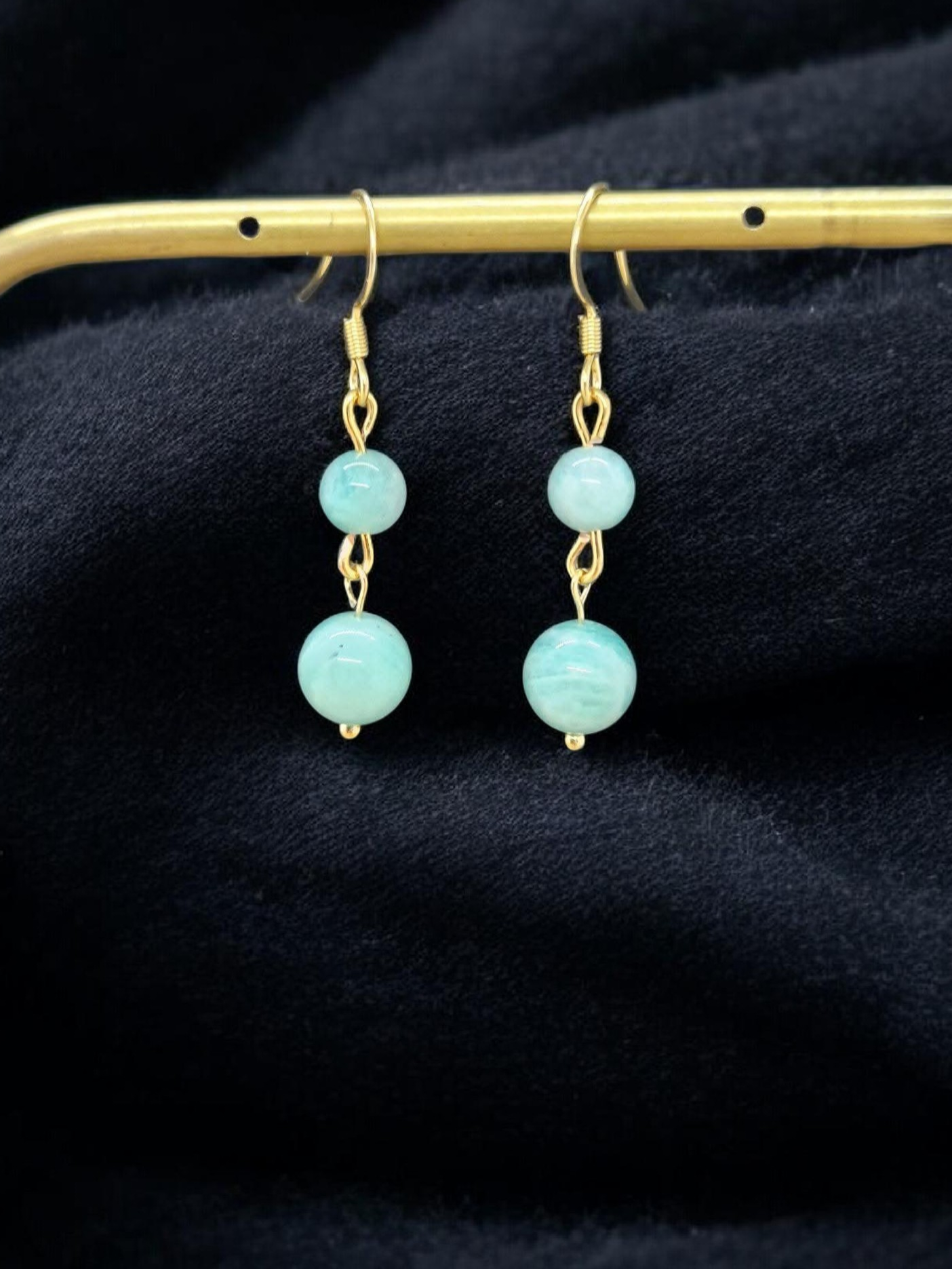 Boucles d'oreilles dorées Amazonite