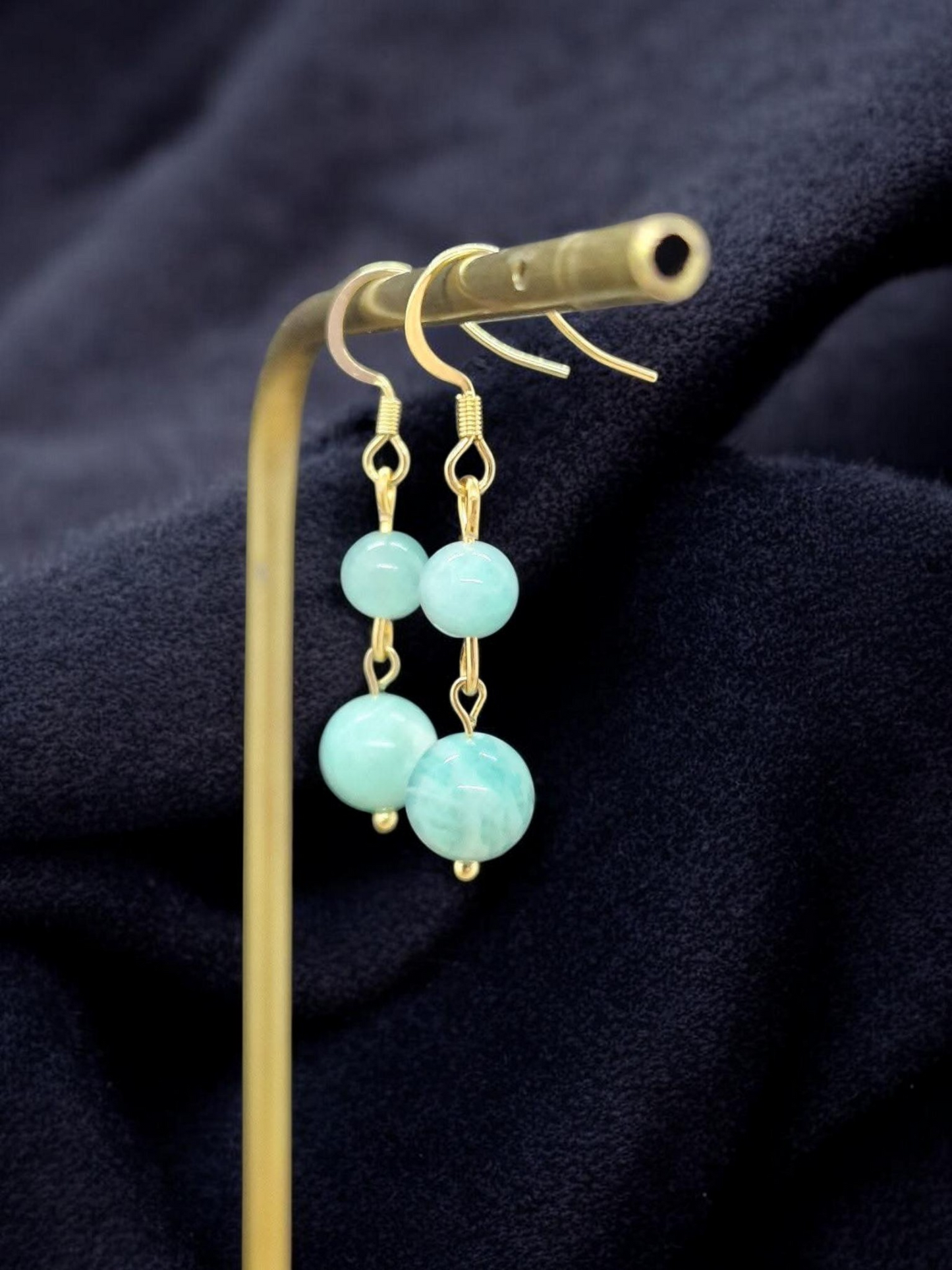 Boucles d'oreilles dorées Amazonite