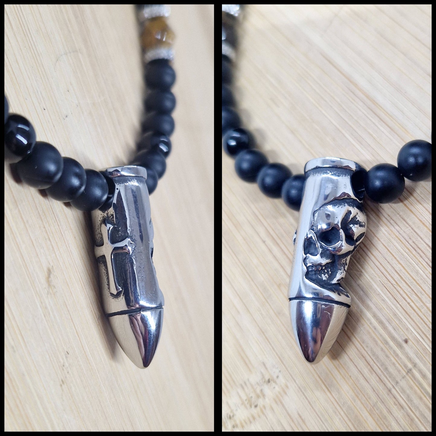 Collier Oeil de tigre, Onyx et Obsidienne noire