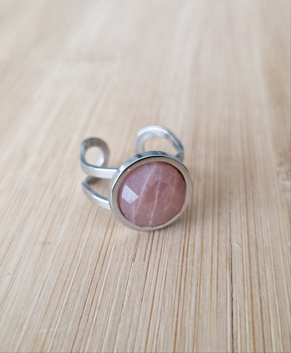 Bague Pierre de lune acier