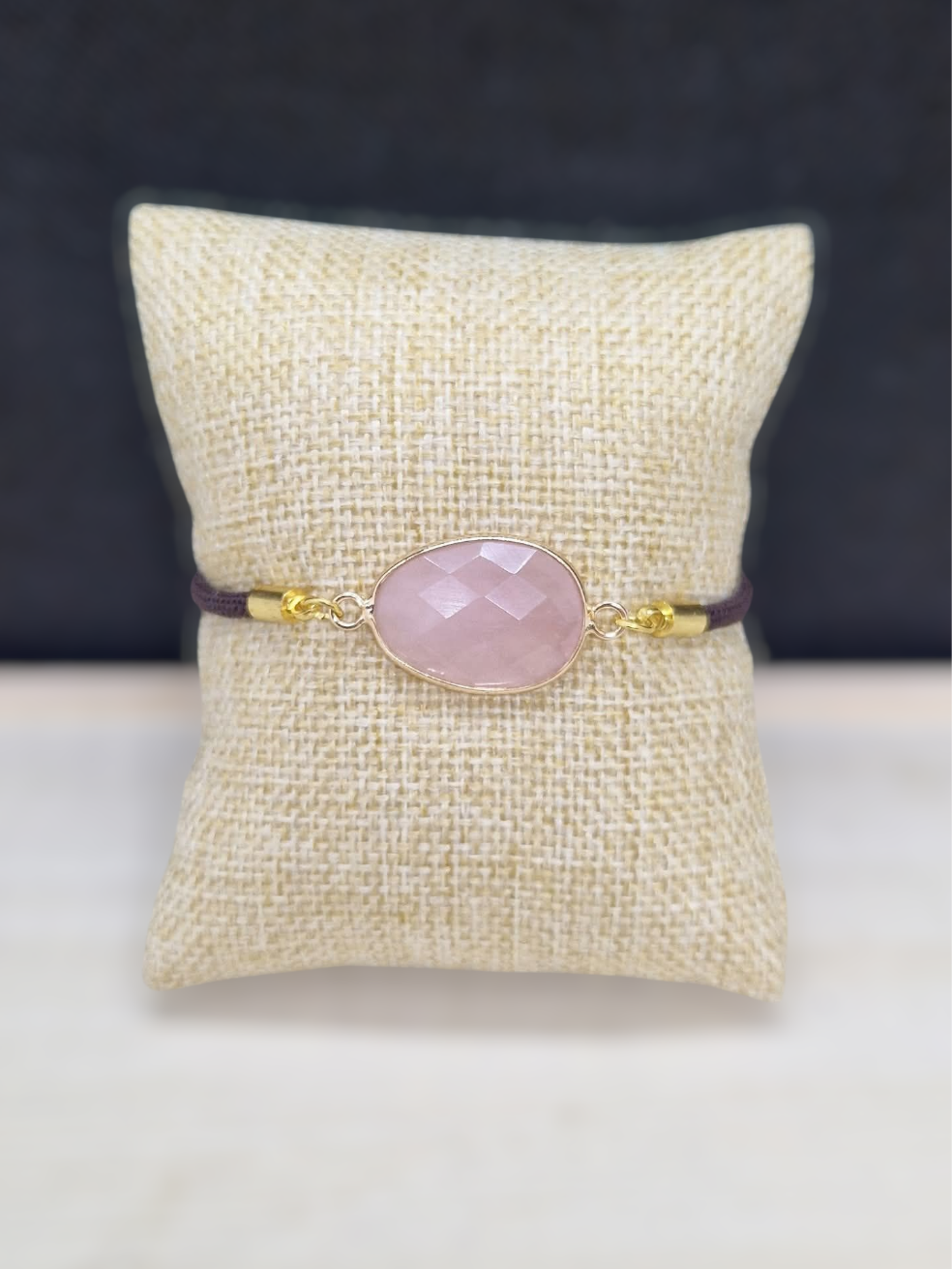 Bracelet cordon Quartz Rose