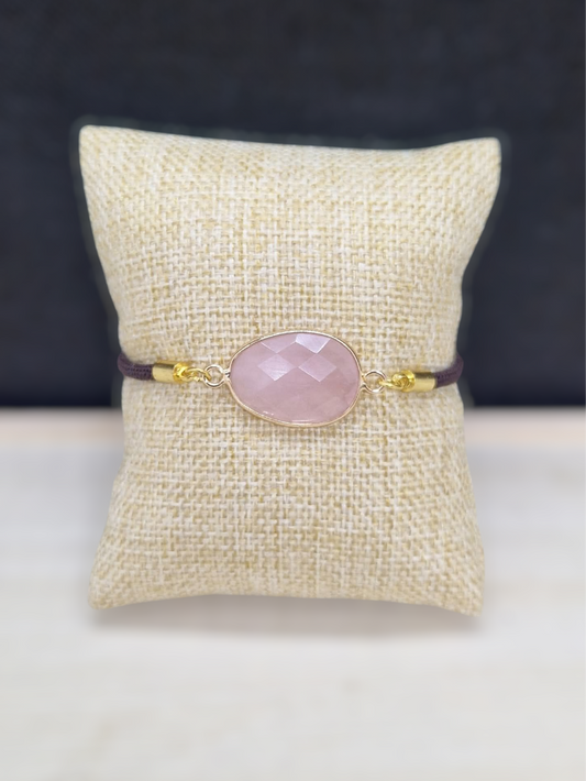Bracelet cordon Quartz Rose