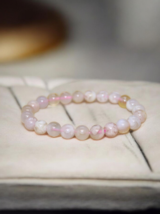 Bracelet Agate fleur de cerisier 8mm