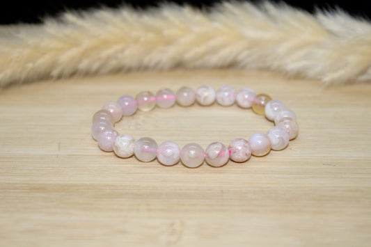 Bracelet Agate fleur de cerisier 8mm