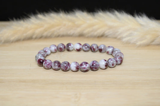 Bracelet Rubellite sur Quartz 8-9mm