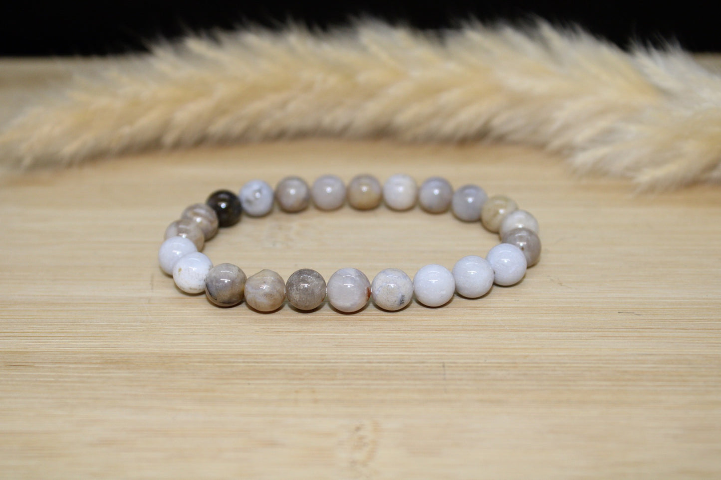 Bracelet Agate Plume 8mm