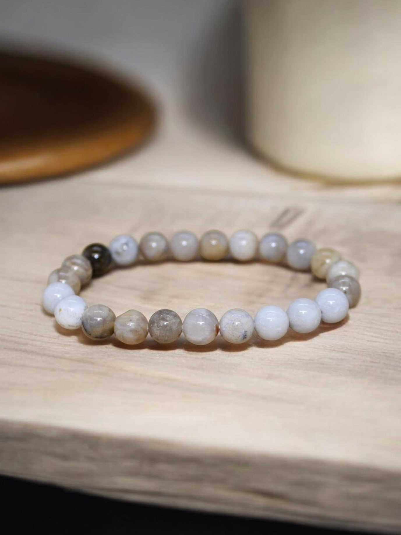 Bracelet Agate Plume 8mm