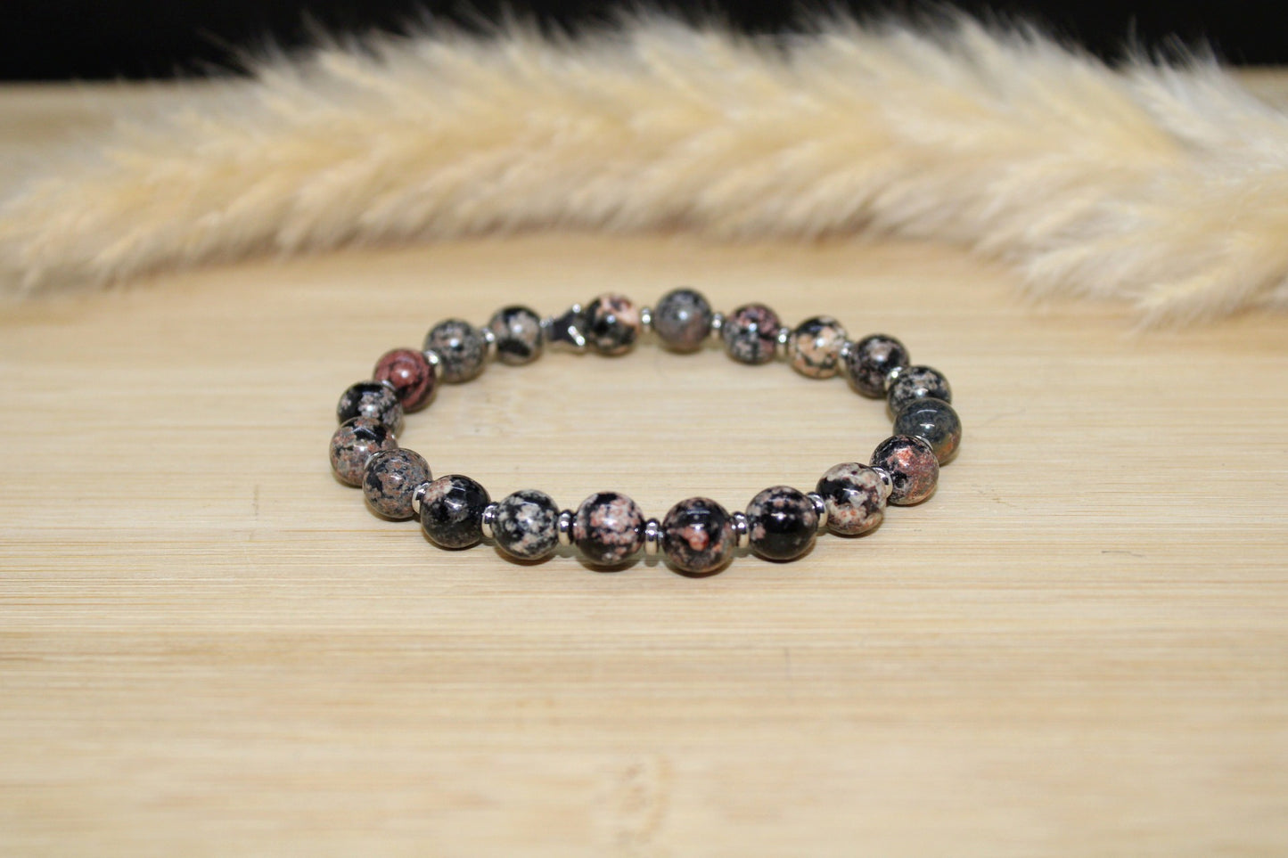 Bracelet Obsidienne fleurie 8mm