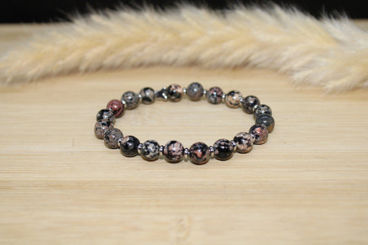Bracelet Obsidienne fleurie 8mm