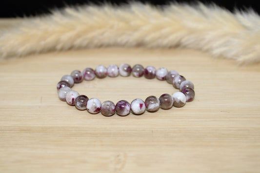 Bracelet Rubellite sur Quartz 8mm