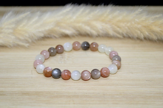 Bracelet Pierre de lune multicolore 8mm
