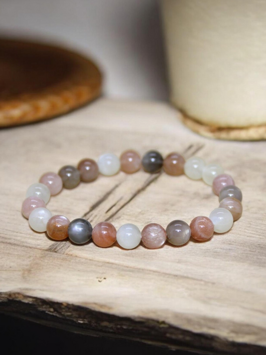 Bracelet Pierre de lune multicolore 8mm