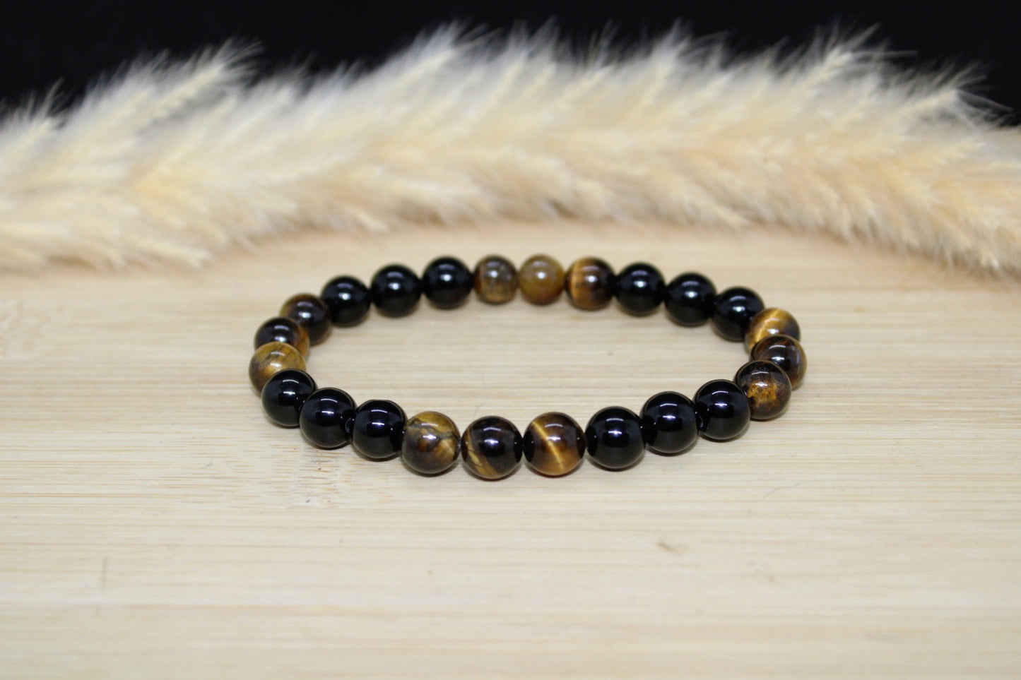 Bracelet Obsidienne et Oeil de tigre 8mm