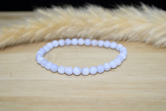 Bracelet Calcédoine bleue 6mm