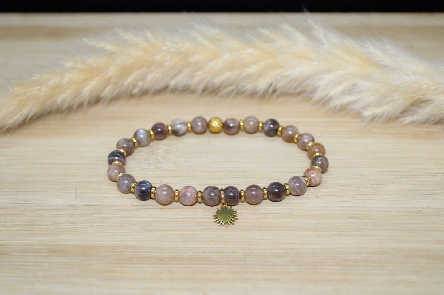 Bracelet Pierre de soleil noire 6mm