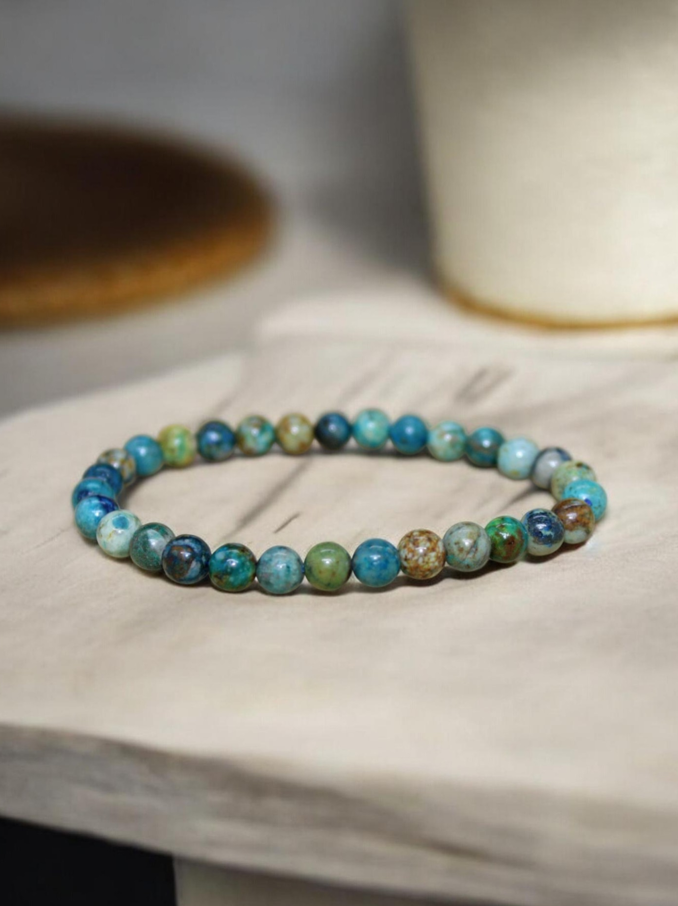 Bracelet Chrysocolle Shattuckite 6mm