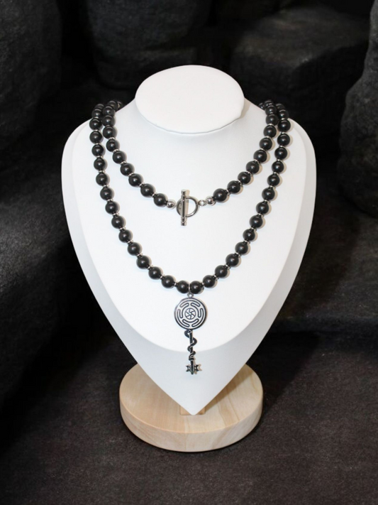 Collier Sautoir agate noire Hécate