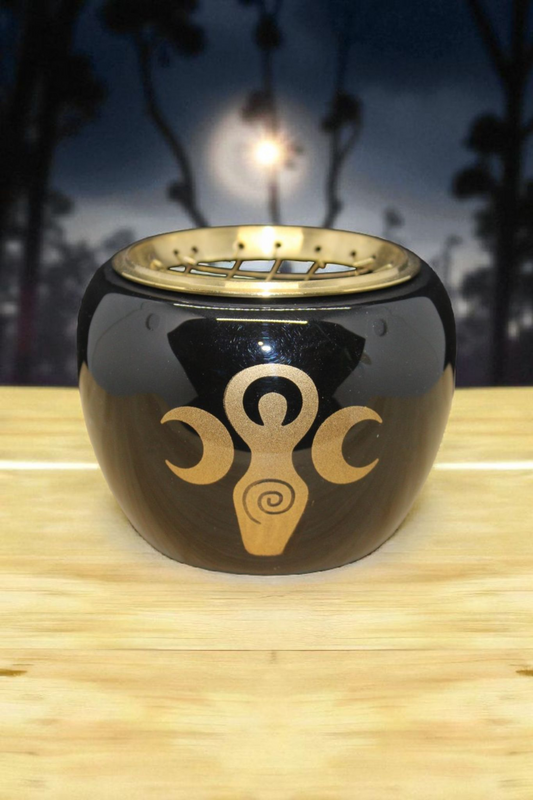 Brûleur d'encens "Deesse" noir & or