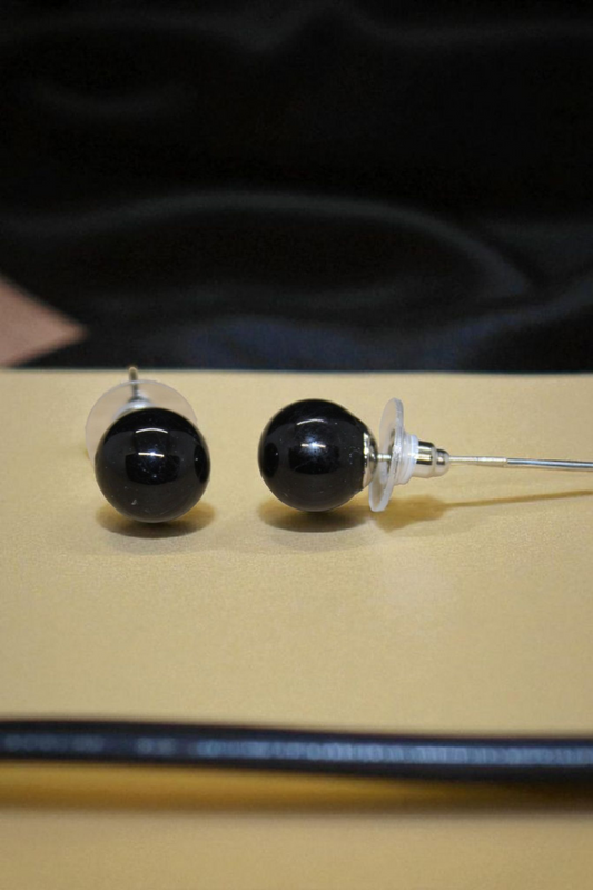 Boucles d'oreilles type clous en Tourmaline & Acier