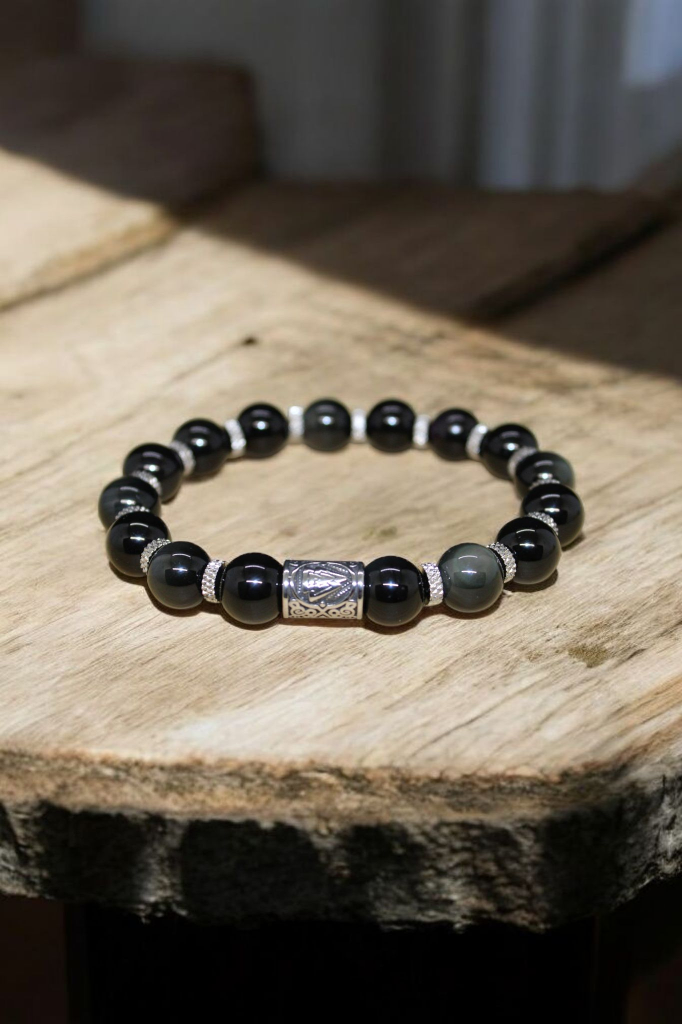 Bracelet Obsidienne oeil celeste 10mm