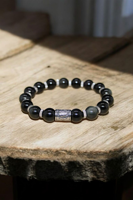 Bracelet Obsidienne oeil celeste 10mm
