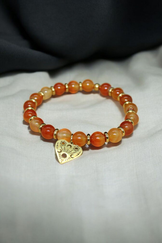 Bracelet Cornaline 8mm Ouija doré