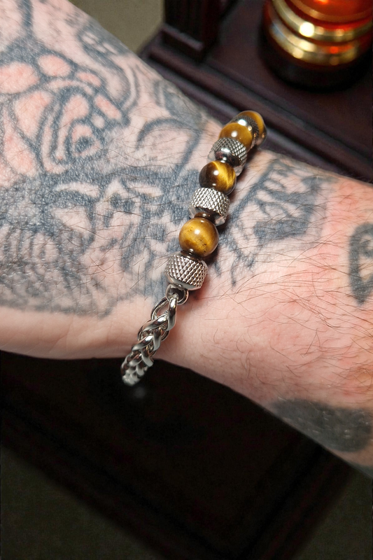 Bracelet Oeil de tigre & Acier