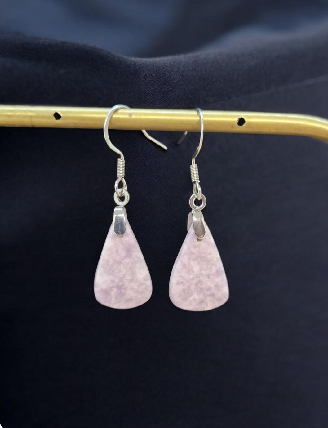 Boucles d'oreilles Lepidolite acier