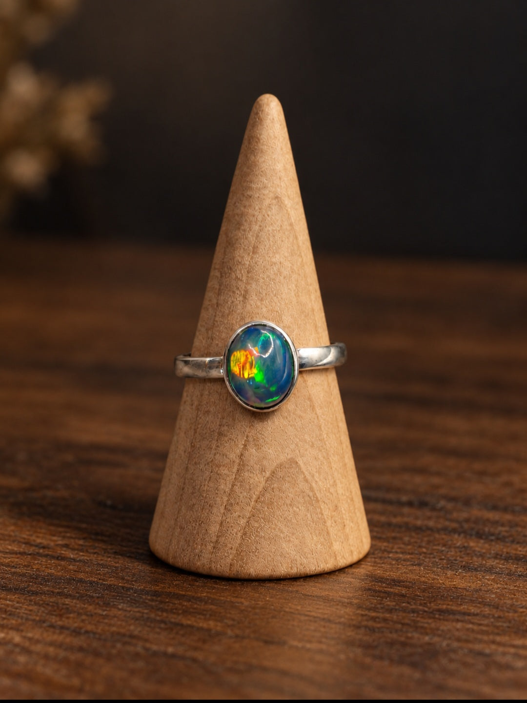 Bague Opale welo Argent réglable