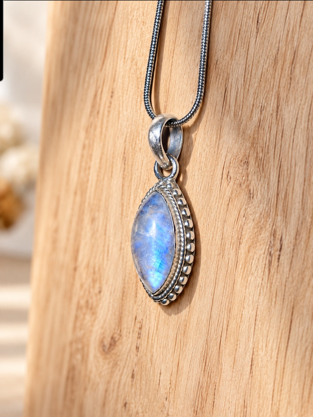 Pendentif Peristerite sertie argent 925