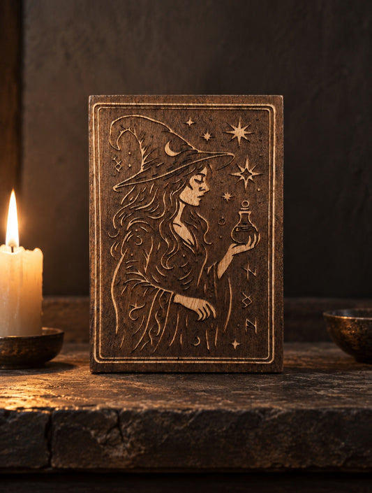 Boîte en bois witchy
