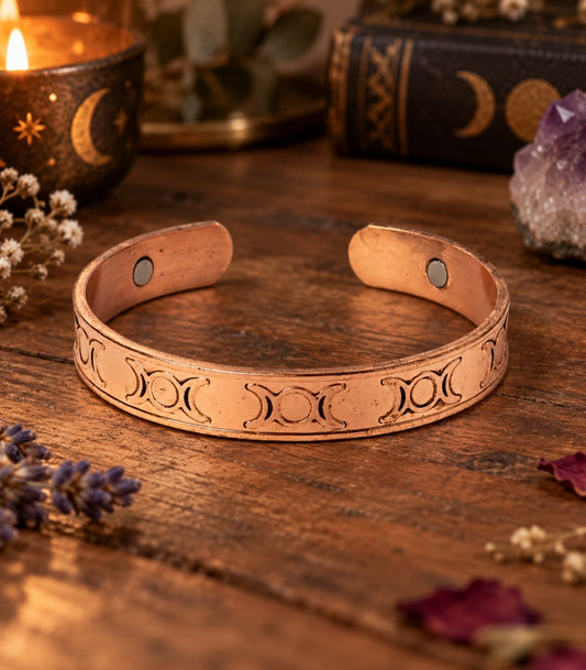Bracelet en cuivre, aimanté, triple lune