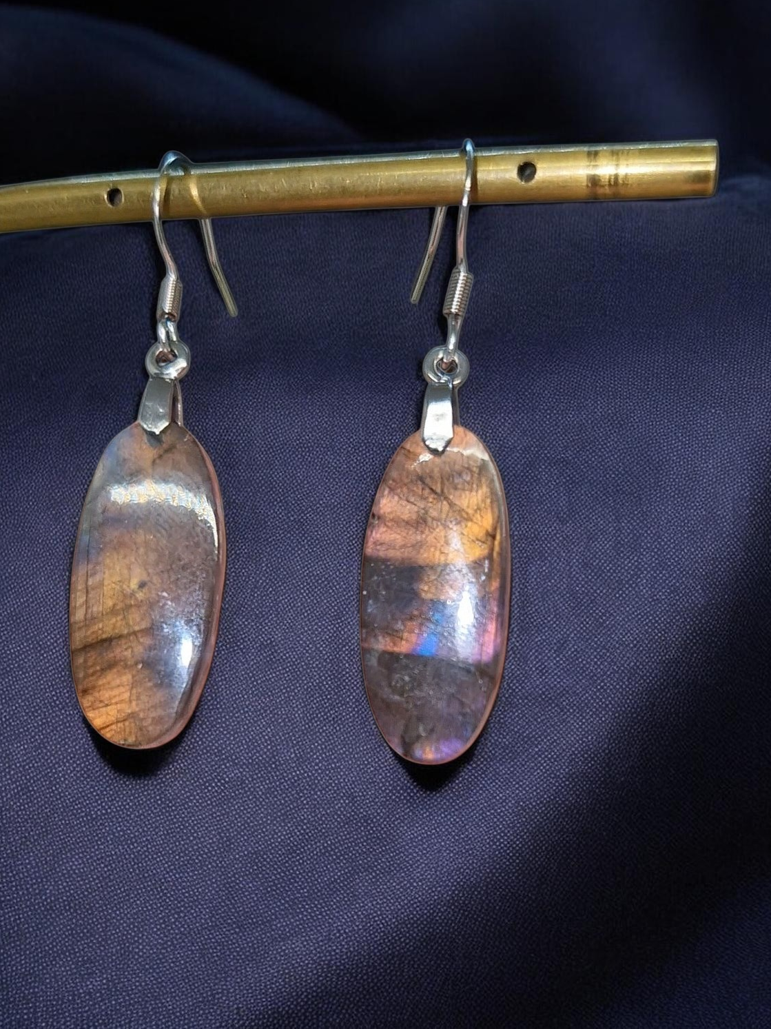 Boucles d'oreilles Labradorite acier