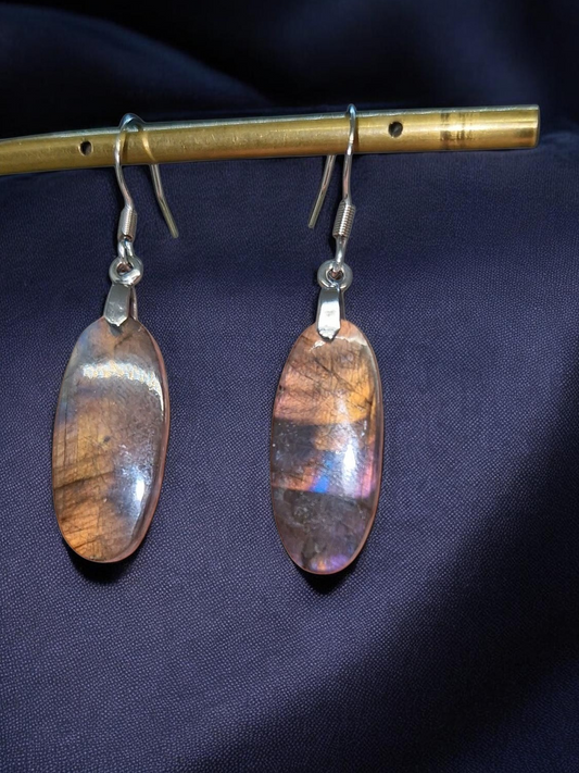 Boucles d'oreilles Labradorite acier