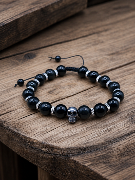 Bracelet réglable Obsidienne oeil celeste 8mm